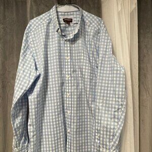 Johnston Murphy Blue checkered, Long sleeve, XL, cotton shirt. Great condition
